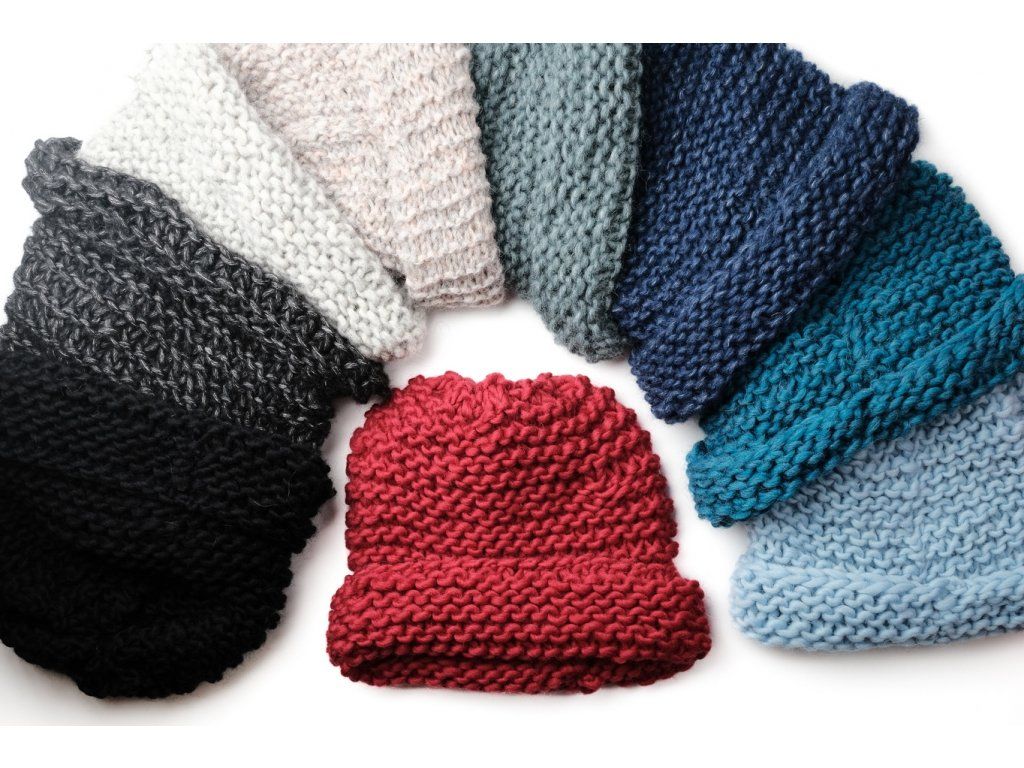 Vlněná čepice merino žebrová